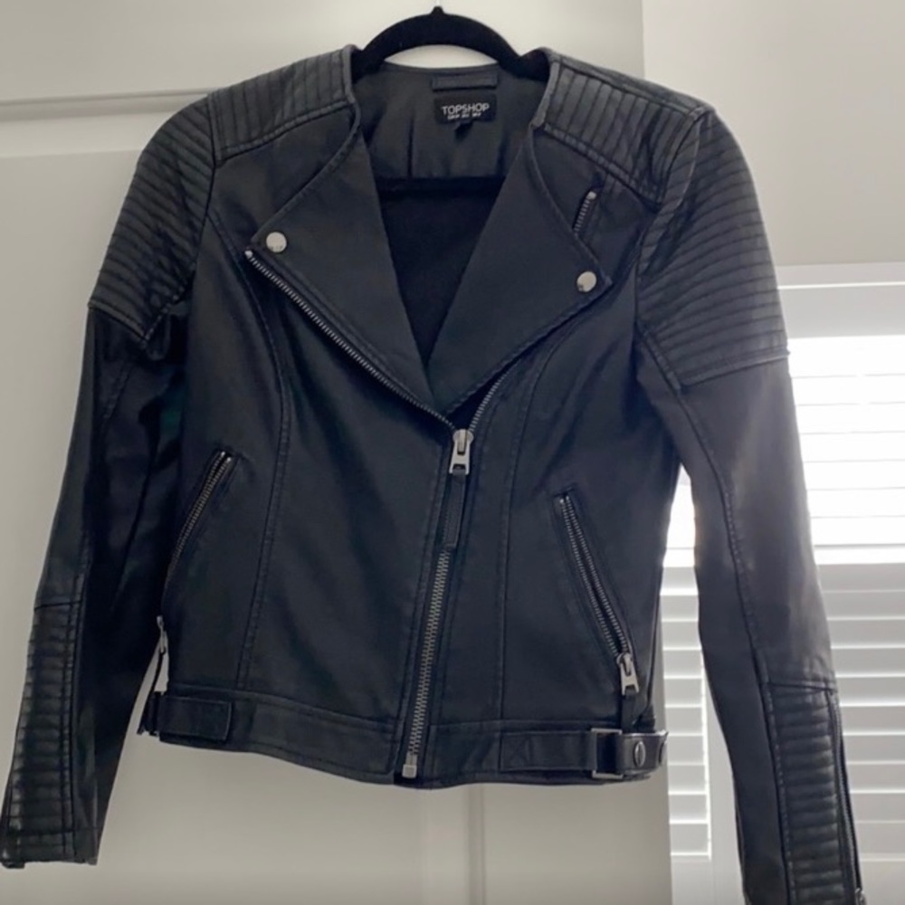 TOPSHOP Women’s Leather Moto Jacket